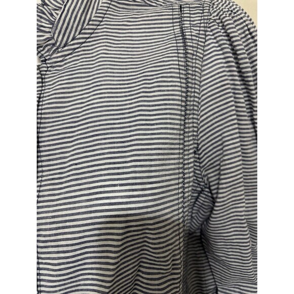 Roller Rabbit Blue White Stripe Embroidered Long Sleeve Button-Down Shirt S - Picture 4 of 10